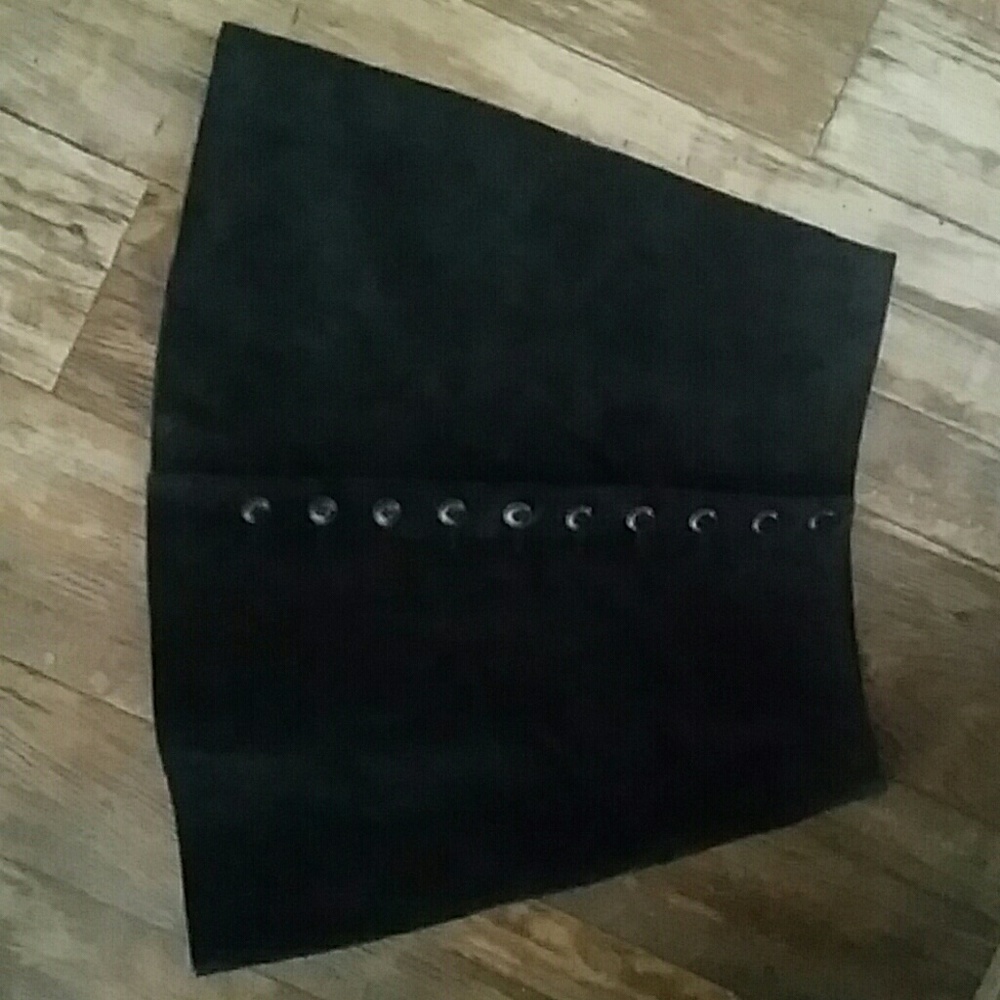 Skirt black leather button down